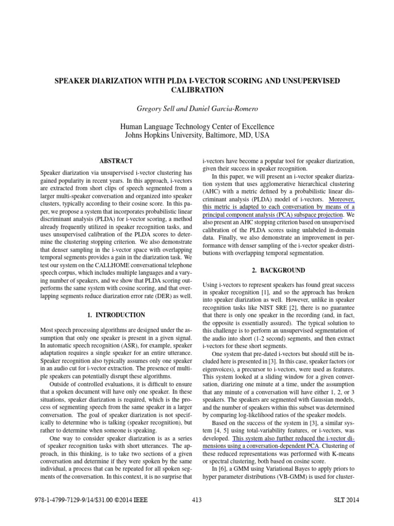 Speaker Diarization With Plda I-Vector Scoring and Unsupervised ...