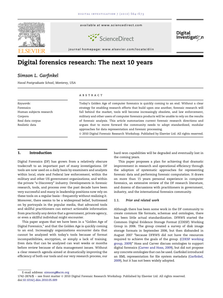 Digital Forensics Research - The Next 10 Years | PDF | Digital ...