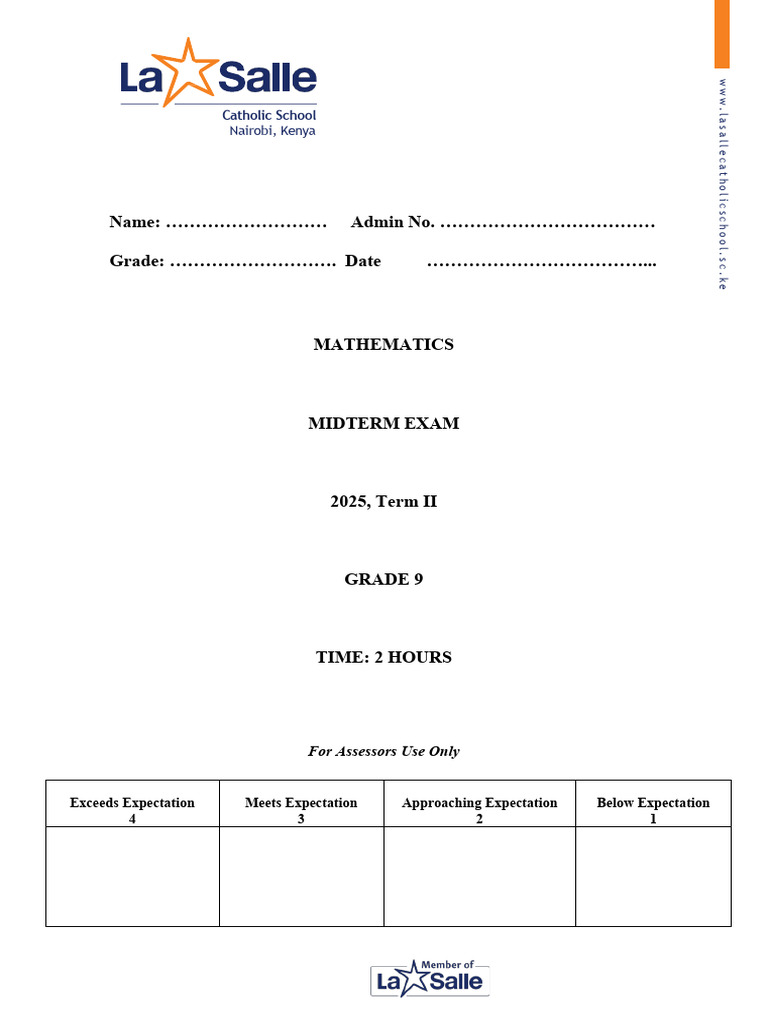 GRADE 9 MATHEMATICS Final Midterm Exam | PDF | Area | Elementary Geometry