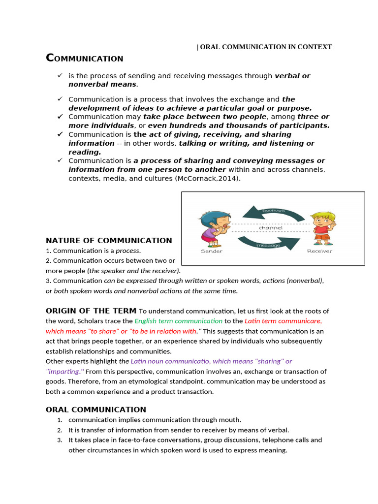 Oral Communication in Context | PDF | Communication | Nonverbal ...