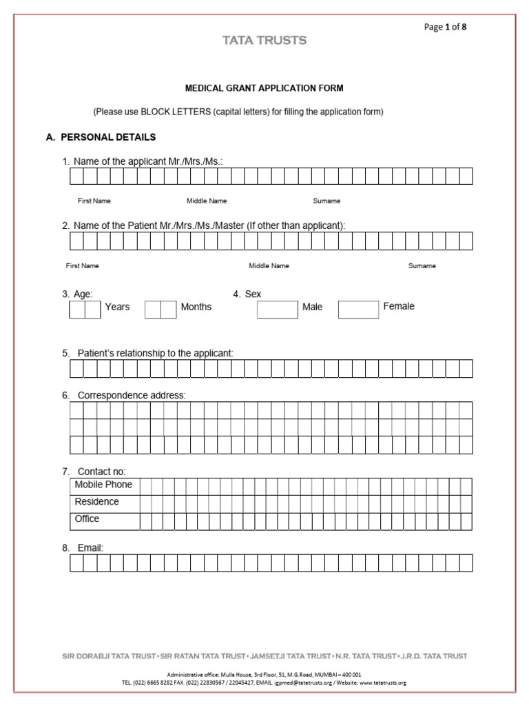 Medical Application Form | PDF | Hospital | Patient