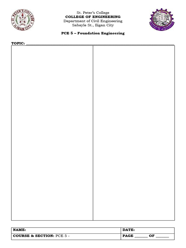 PCE 5 Notes Template | PDF