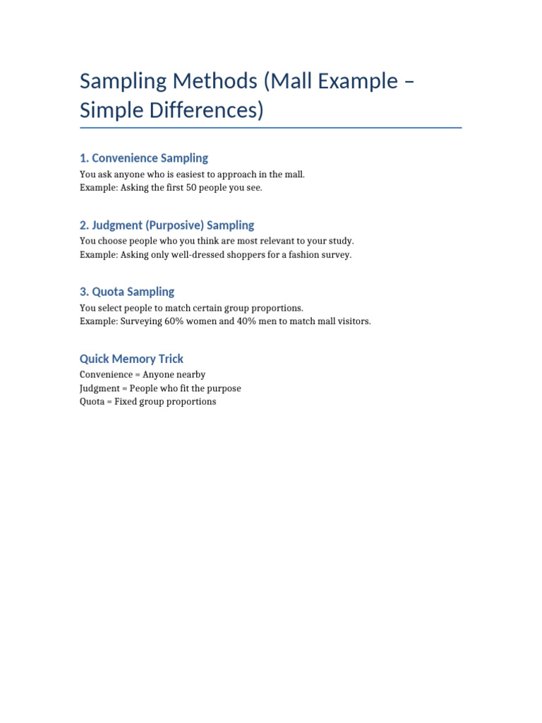 Sampling Methods Mall Example | PDF