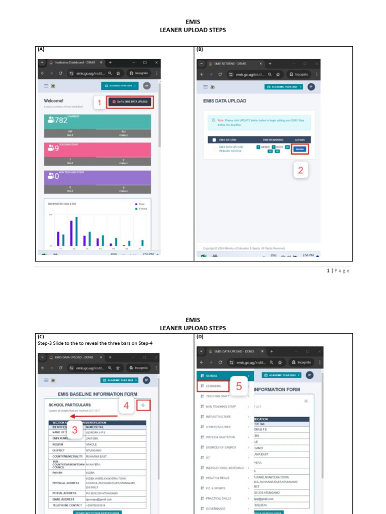 EMIS - Upload Learner Steps | PDF