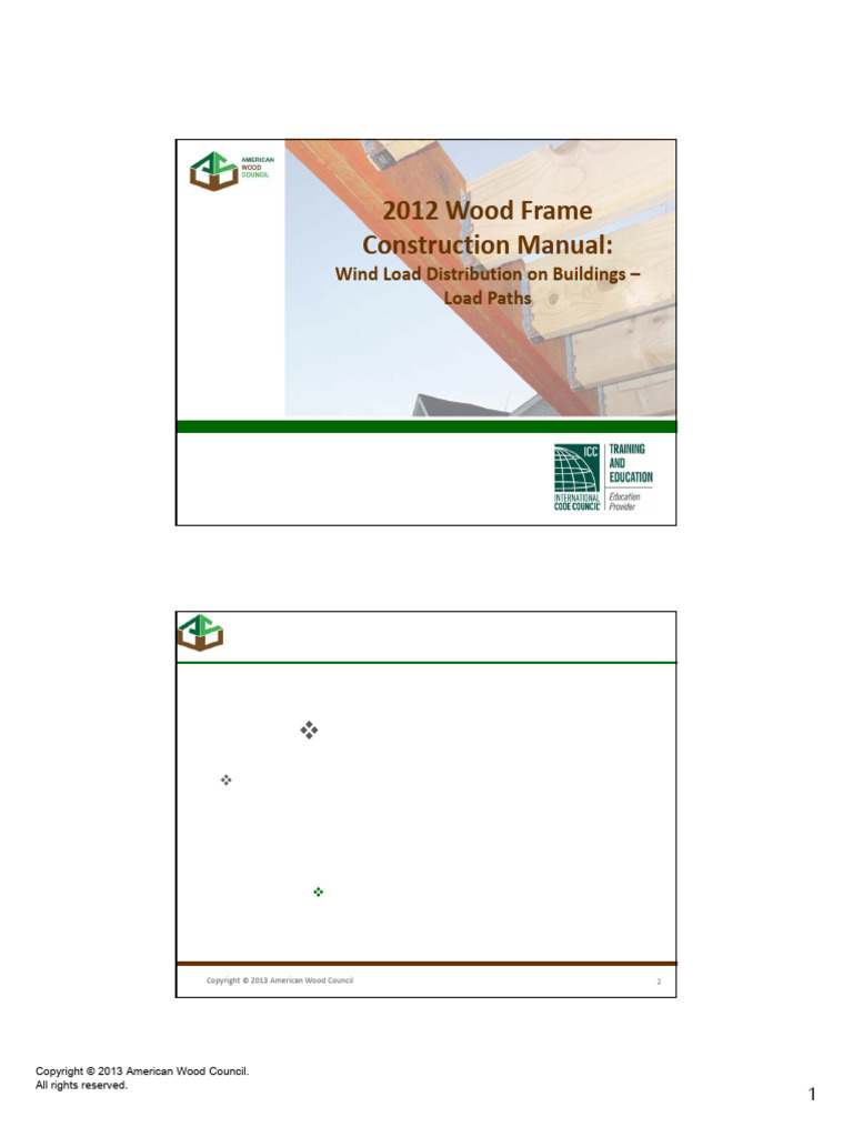 AWC - WFCM 2012 Webinar Part 2 (Load Paths) | PDF | Framing ...