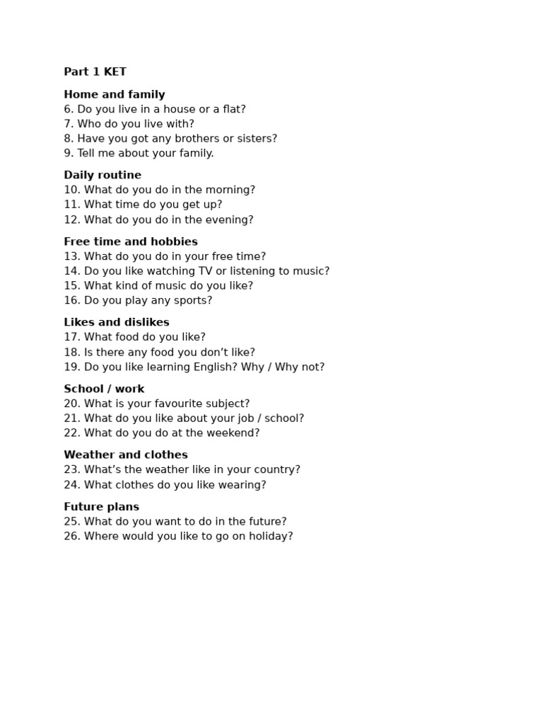 Part 1 KET | PDF