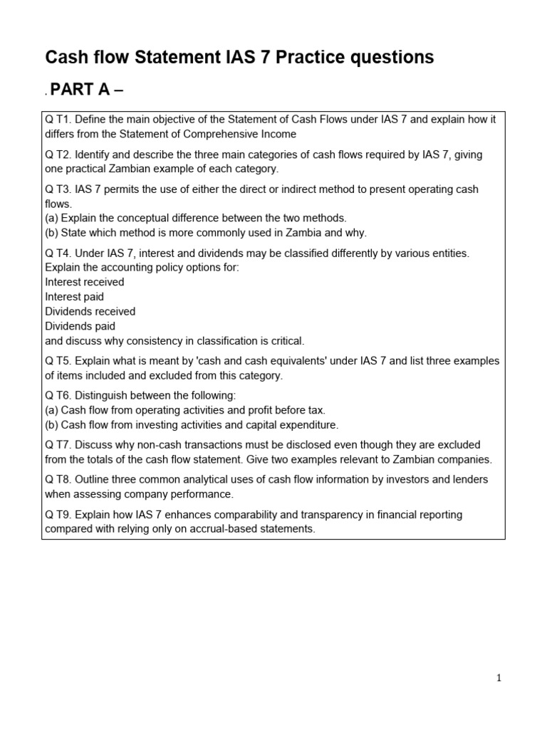 Cashflow Practice Questions | PDF | Cash Flow Statement | Expense