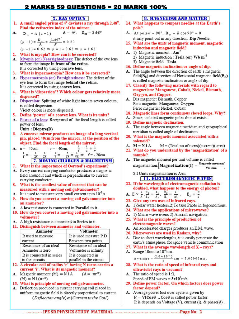 Ts Ipe SR Phy Material-Roots Academy | PDF | Rainbow | Amplifier