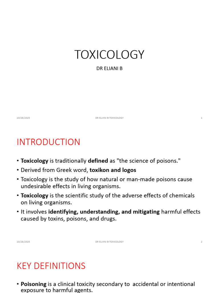 Toxicology 1-Introduction and Principles | PDF | Poison | Toxicology
