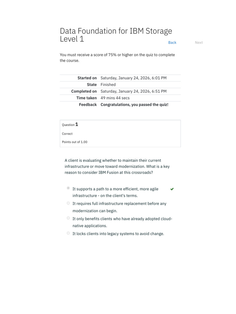Data Foundation For IBM Storage Level 1 - Attempt Review | PDF ...