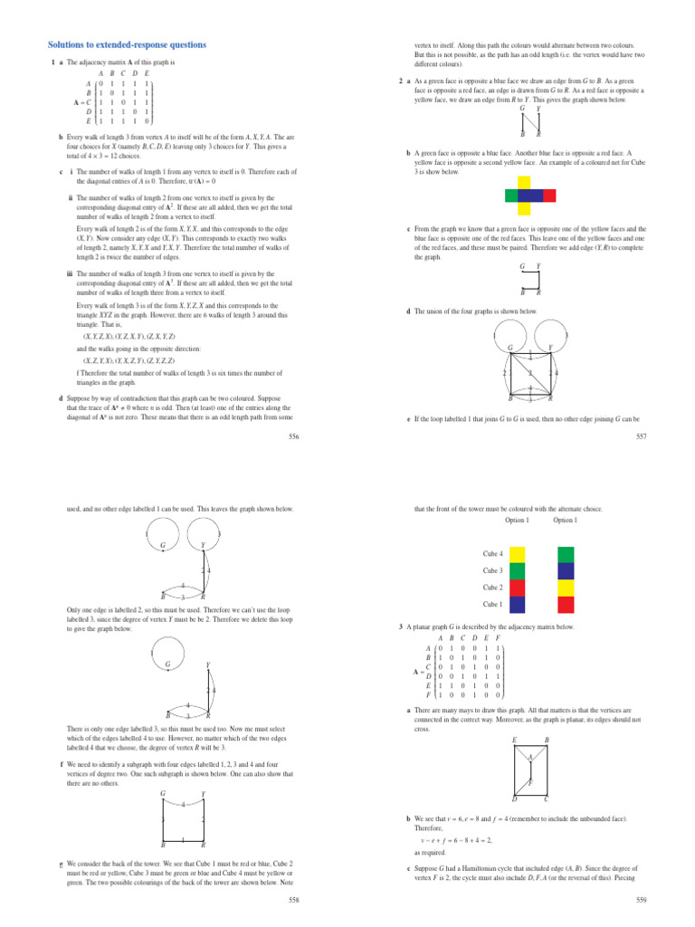 Chapter 12 - Graph Theory - Worked Solutions | PDF | Vertex (Graph ...