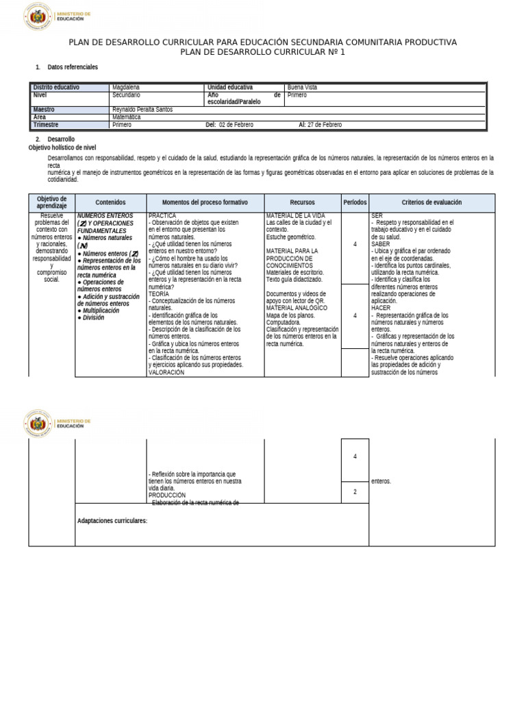 Plantilla PDC SEC 2026 | PDF | Plan de estudios | Número natural
