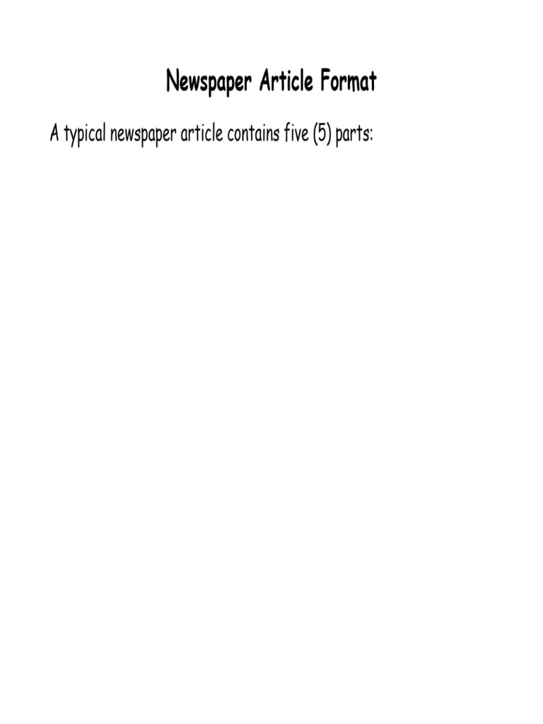 Newspaper Article Format | PDF