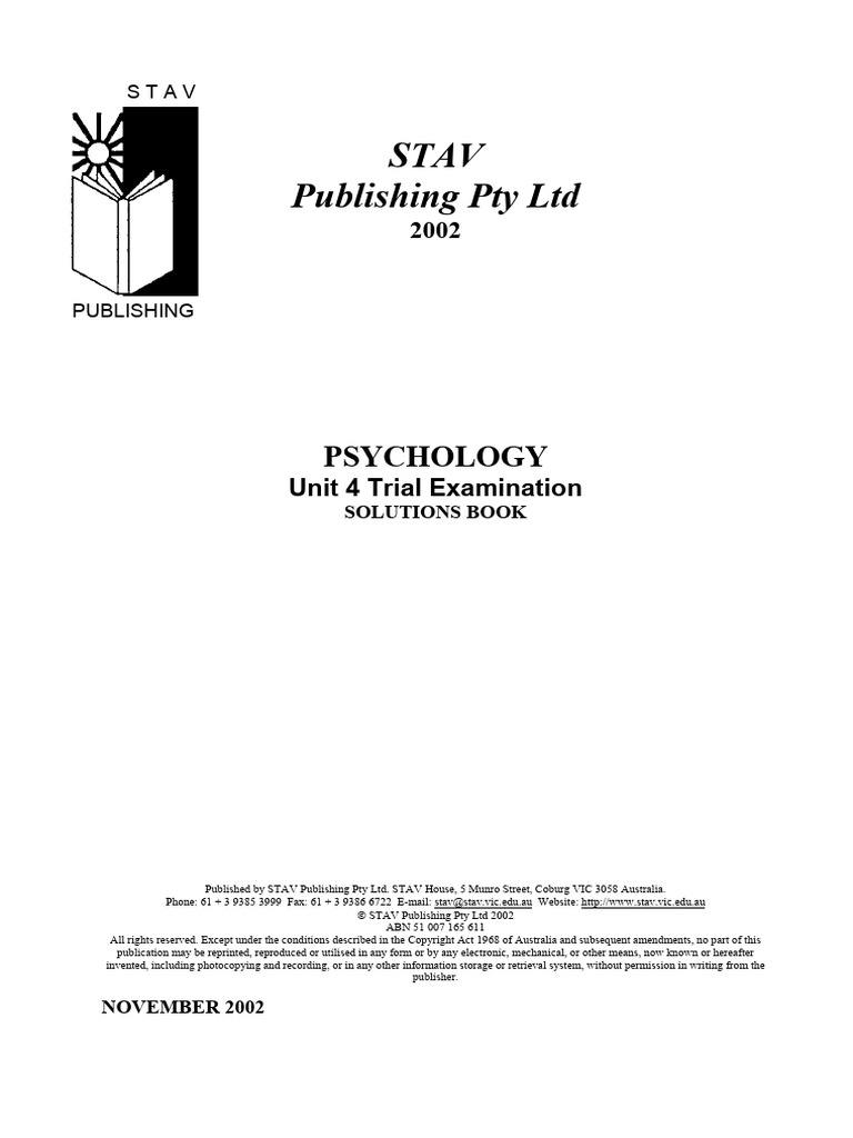 2002 Stav Unit 4 Solutions | PDF | Classical Conditioning | Amnesia