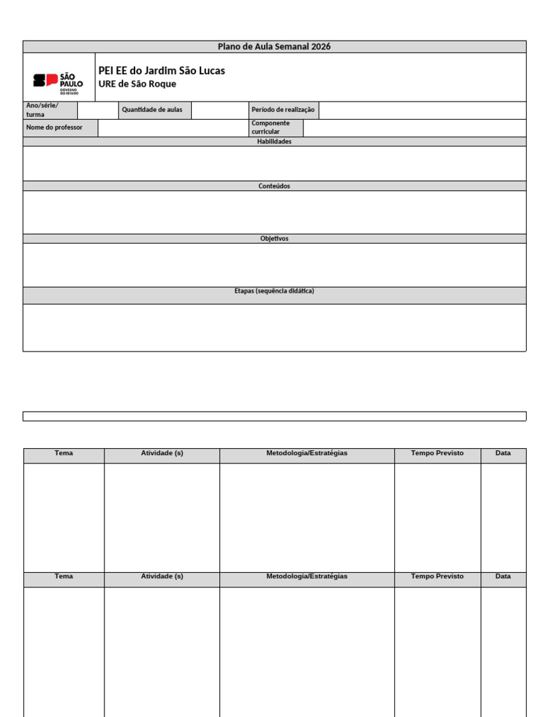 Plano de Aula 2026 | PDF