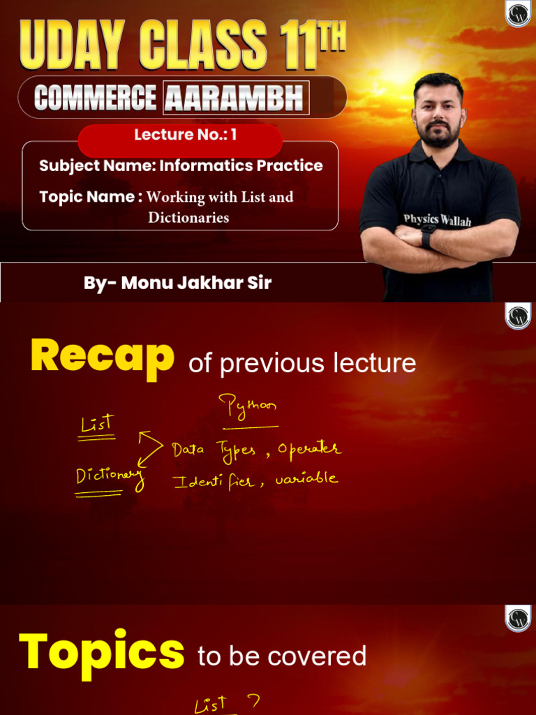 Working With List and Dictionaries 01 Class Notes | PDF | Cyan | Magenta