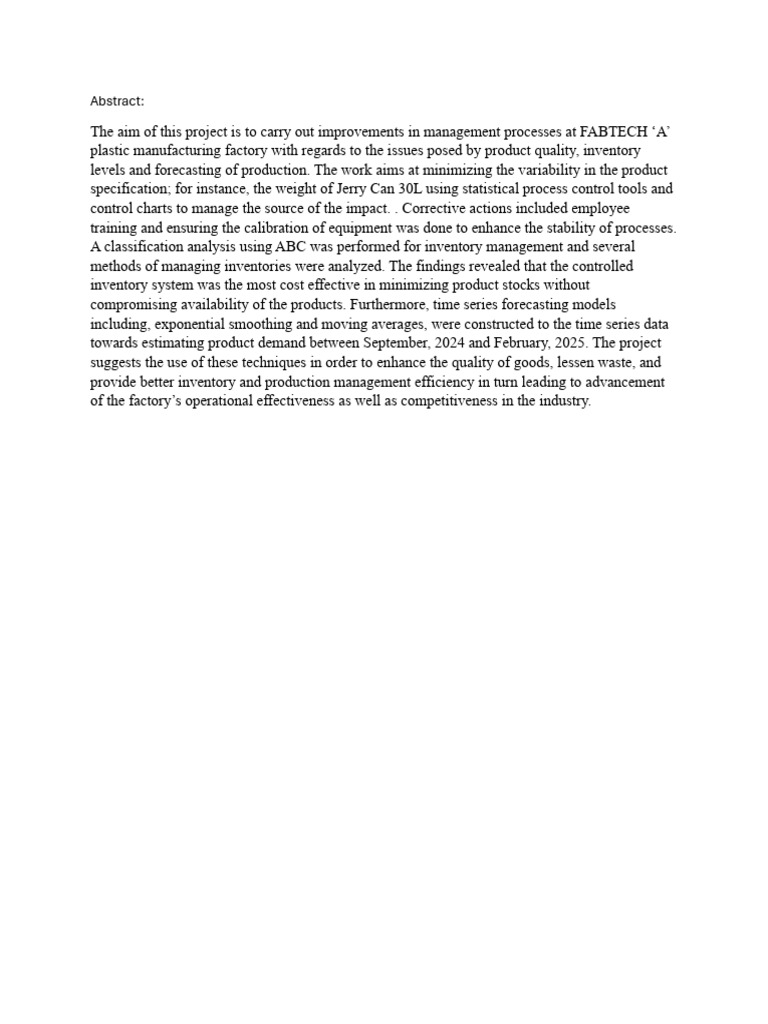 Abstract&methuodolgy | PDF | Inventory | Forecasting