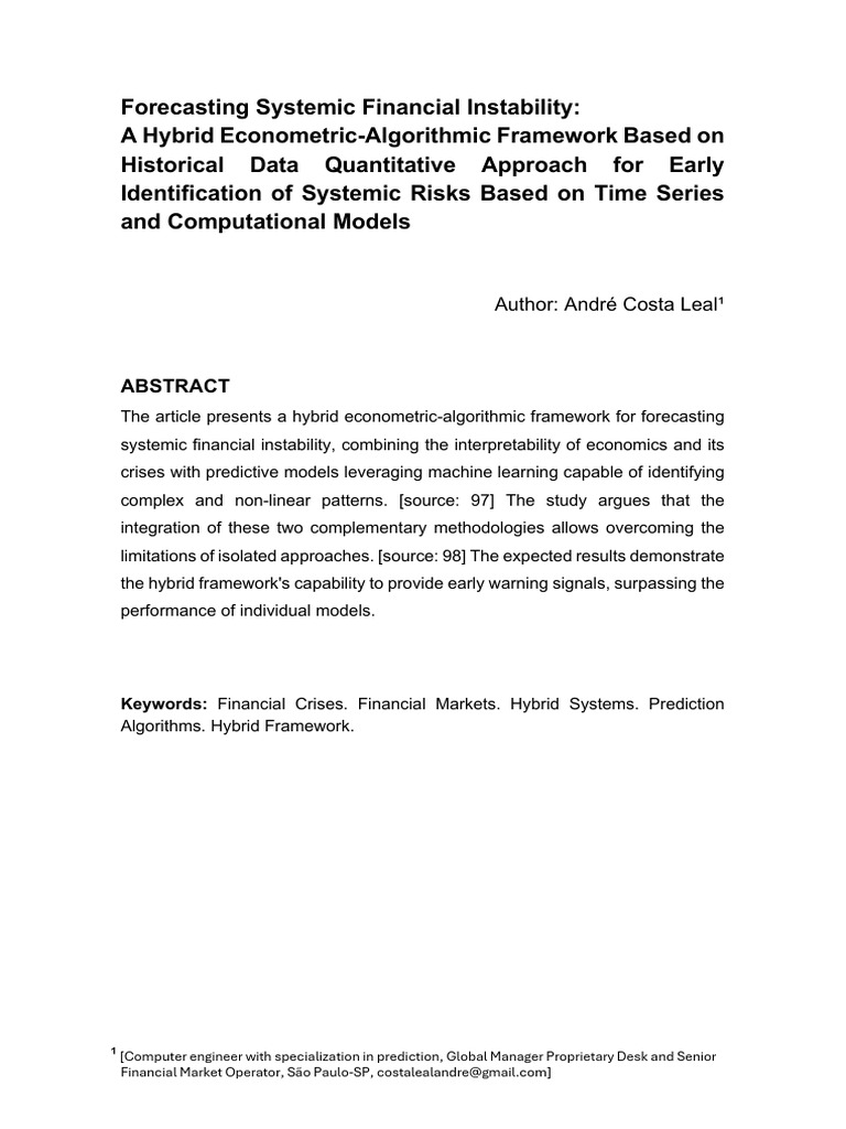 Forecasting Systemic Financial Instability-English | PDF | Machine ...