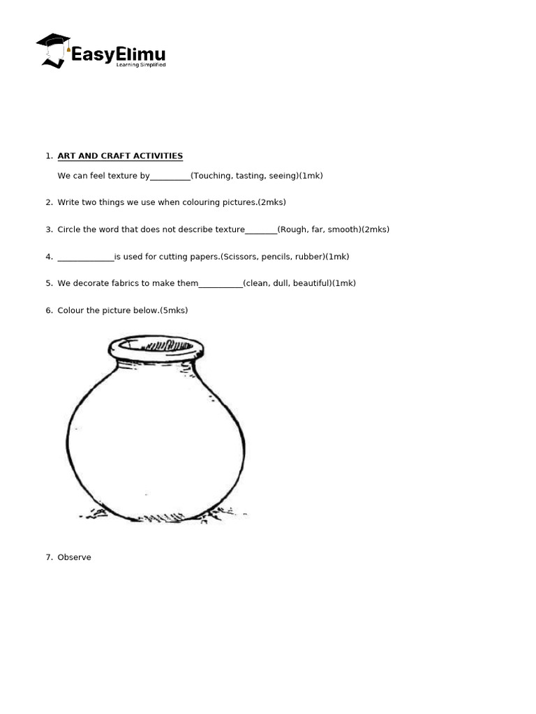 Creative Activities - CBC Grade 2 Term 1 Opener Exams 2025 Set 1-2860 | PDF