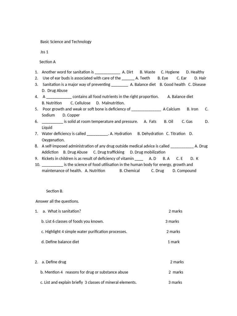 Basic Science and Technology Jss 1 March. WPS Office | PDF