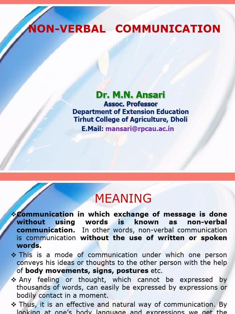 Non Verbal Communication | PDF | Nonverbal Communication | Communication