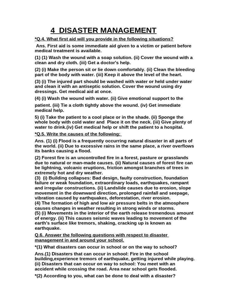 4 Disaster Management STD Vi | PDF | Natural Disasters | Earthquakes