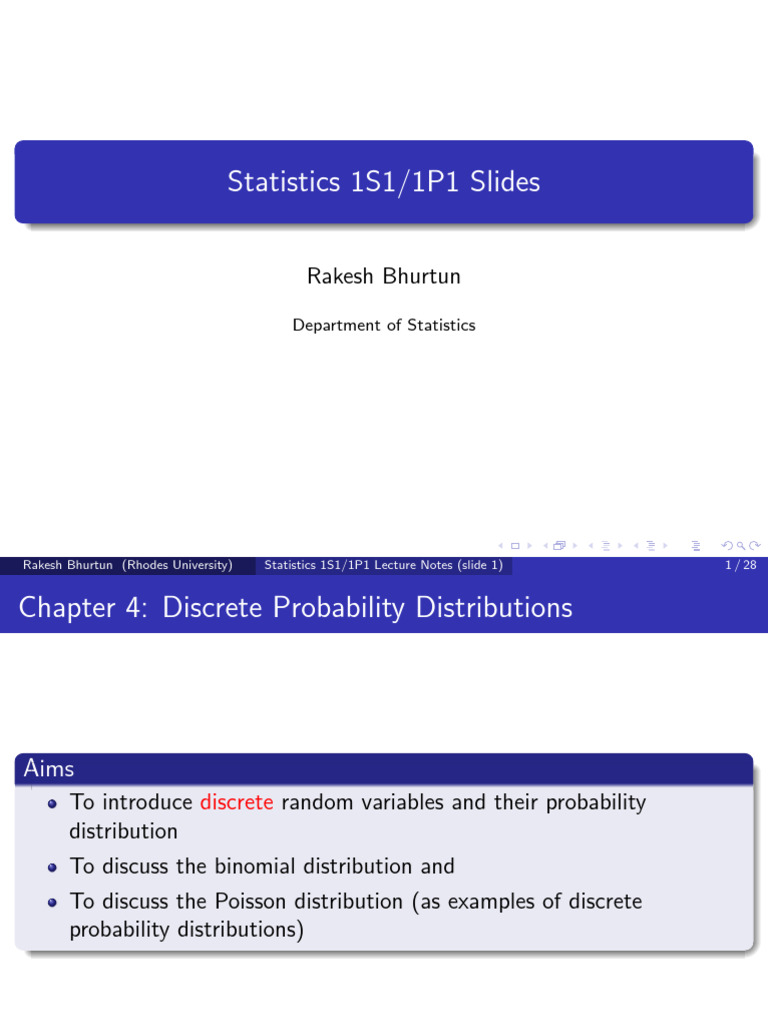 3lecture Notes Discrete Probability Distributions | PDF | Probability ...