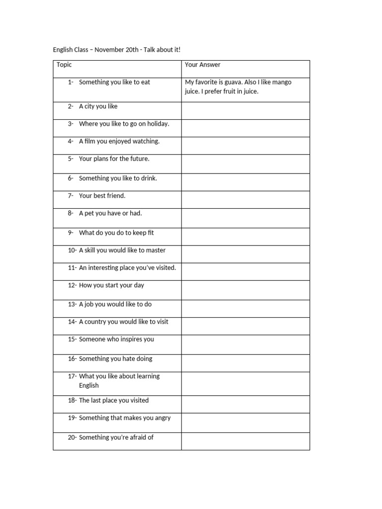 20 Questions Nov 20 | PDF