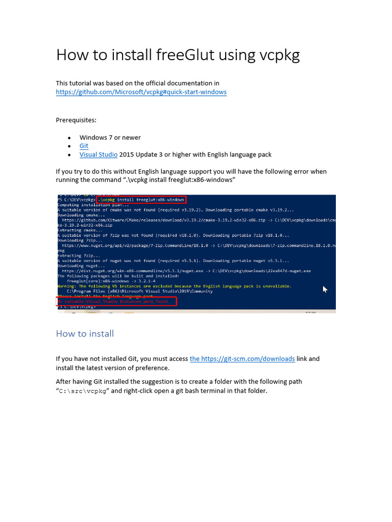 Install FreeGlut With VCPKG | PDF