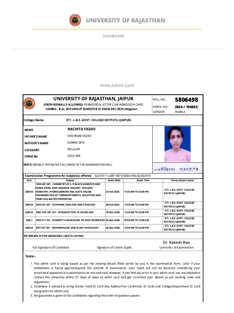 University of Rajasthan | PDF