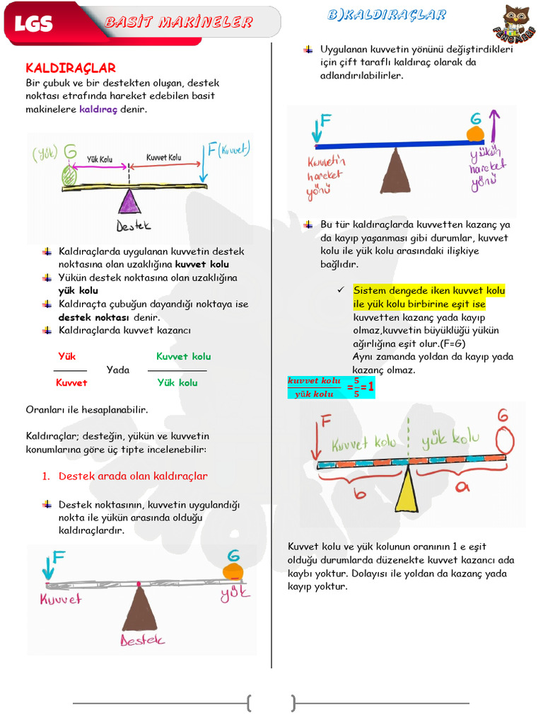 5.ünite Basit Makineler 2.bölüm Kaldıraçlar | PDF