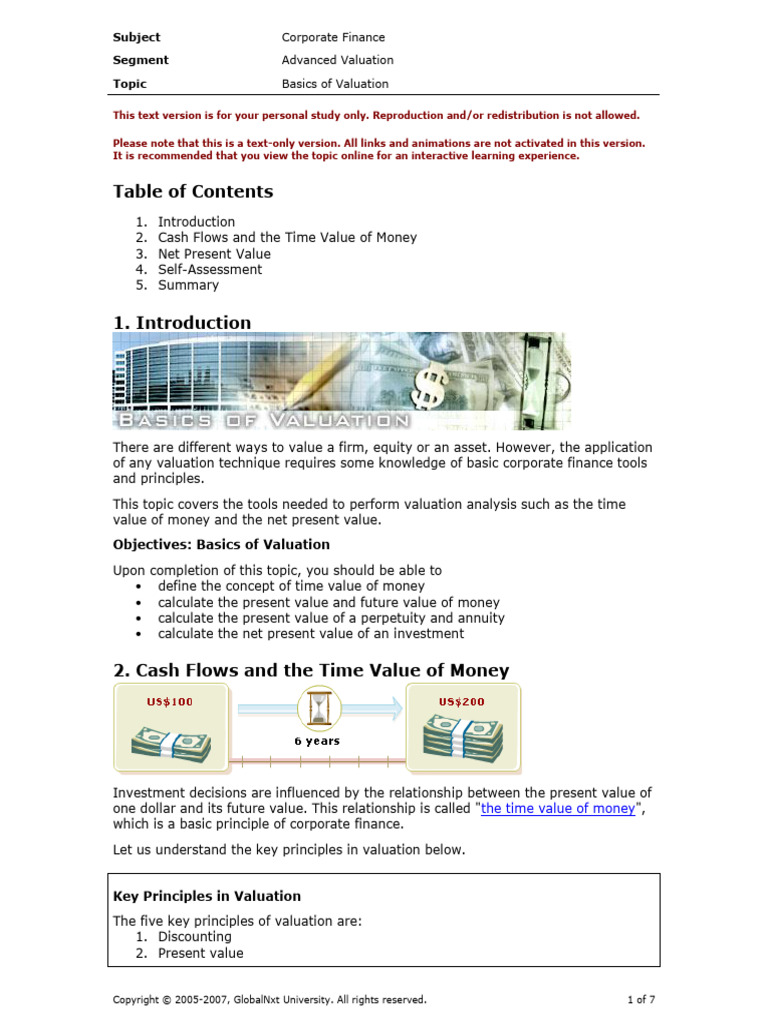 Basics of Valuation | PDF | Time Value Of Money | Present Value