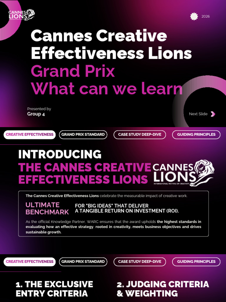 (IMC) Creative Effectiveness Lions Grand Prix - What Can We Learn | PDF ...