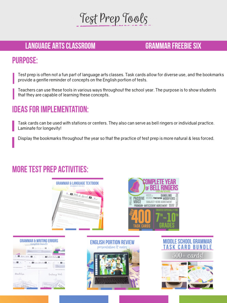 English Test Prep Task Cards | PDF | Comma | Punctuation