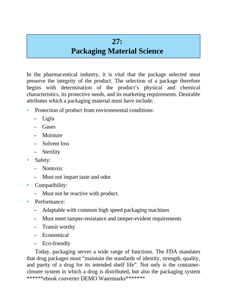 Packaging Material Science | PDF | Polyvinyl Chloride | Polyethylene