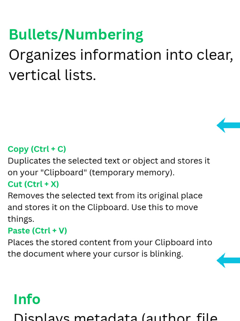Bullets/Numbering: Organizes Information Into Clear, Vertical Lists ...