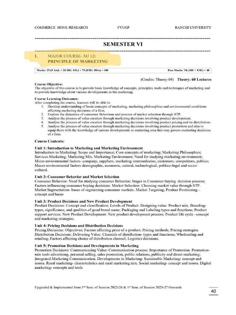 Sem VI Syllabus | PDF
