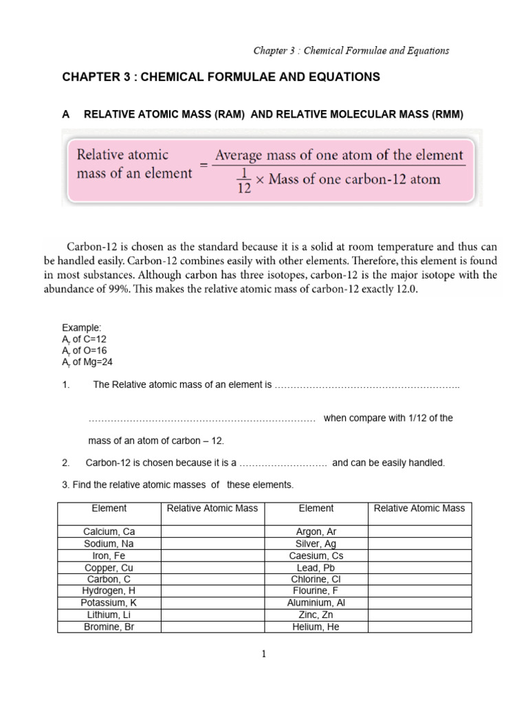 3 Chemical Formulae and Equations - Docx 3 | PDF | Mole (Unit) | Molecules