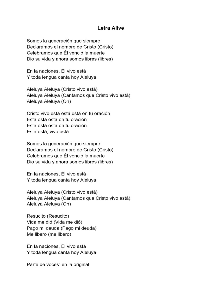 Letra Español Alive | PDF