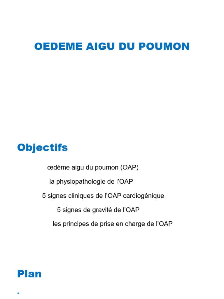 Oedeme Aigu Du Poumon | PDF | Spécialités médicales | Médecine clinique