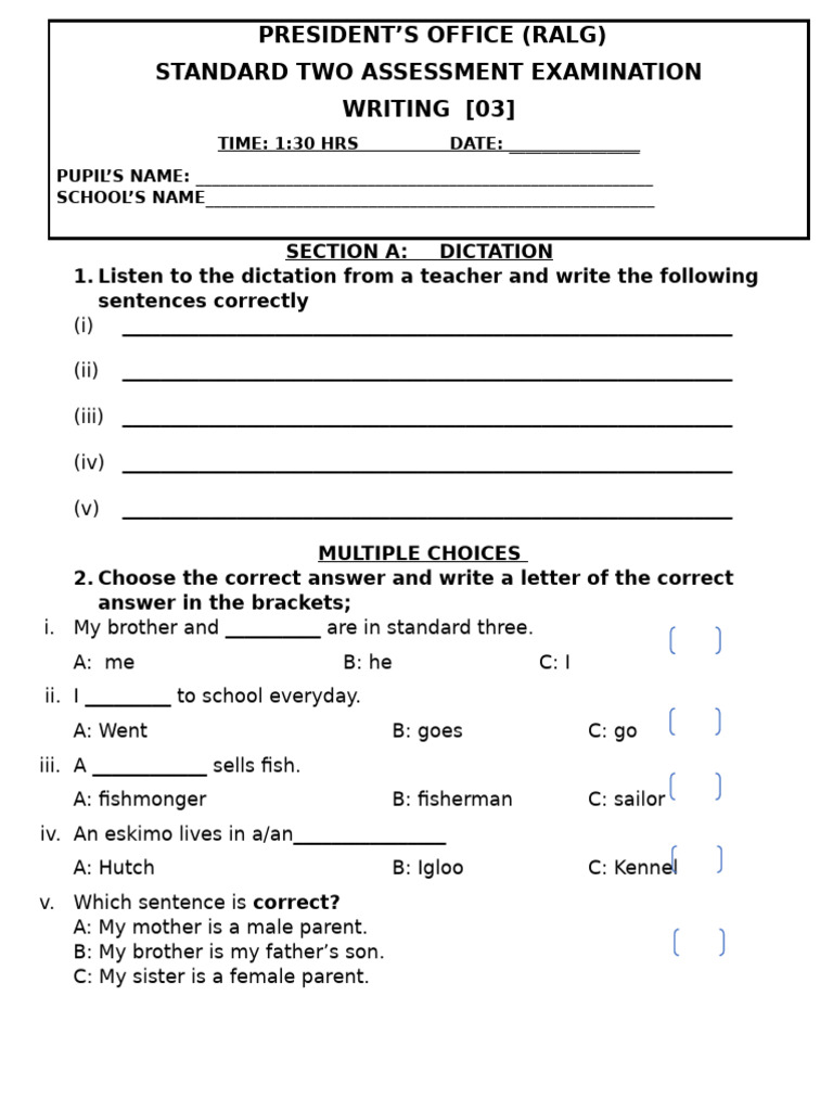 Writing STD 2 | PDF