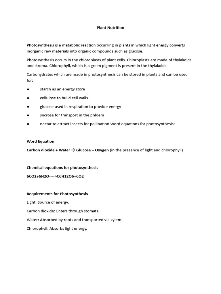 Plant Nutrition | PDF | Leaf | Photosynthesis