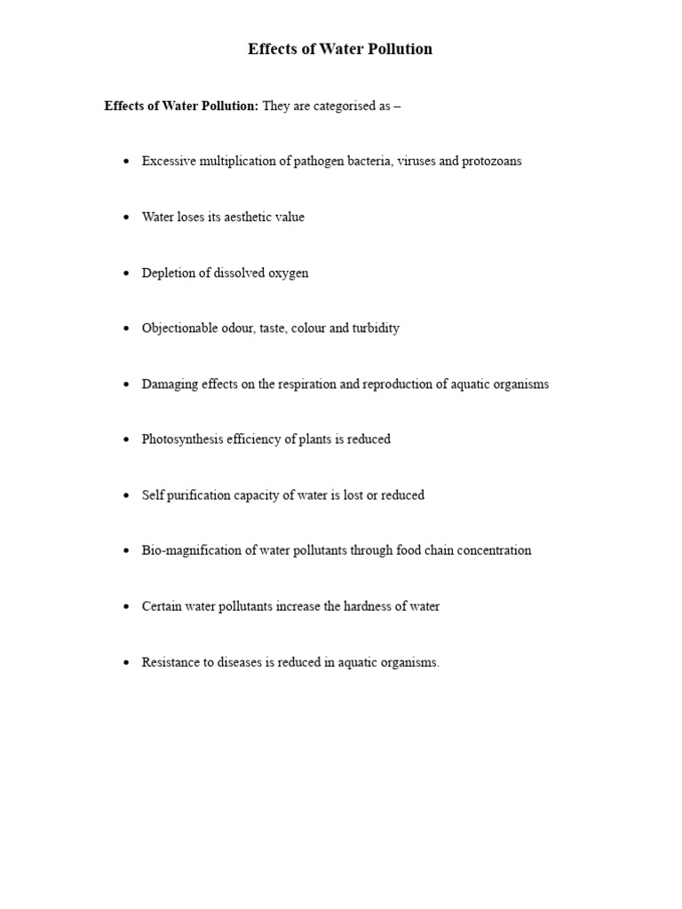 Effects of Water Pollutions | PDF