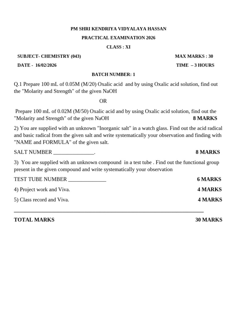 Class 11 Practical Documents | PDF | Physical Chemistry | Chemical ...