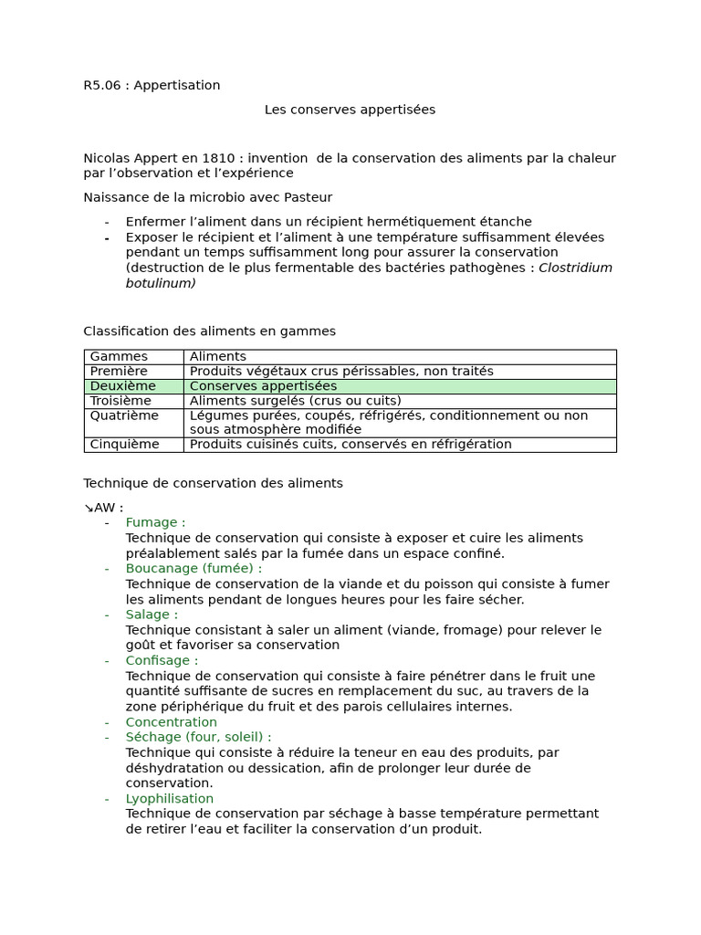 Notes Cours Sur L'appertisation | PDF