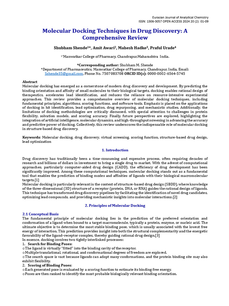 Molecular Docking Techniques in Drug Discovery: A Comprehensive Review ...