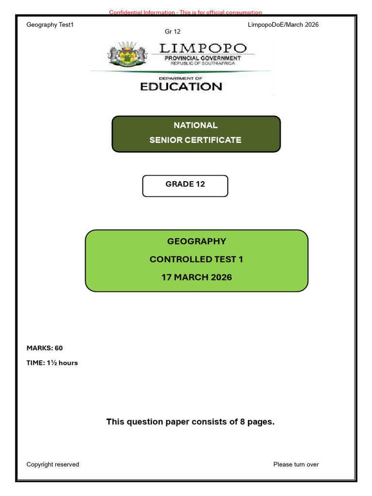 Geography Grade 12 Term 1 Controlled Test 1 2026 CND | PDF | Tropical ...