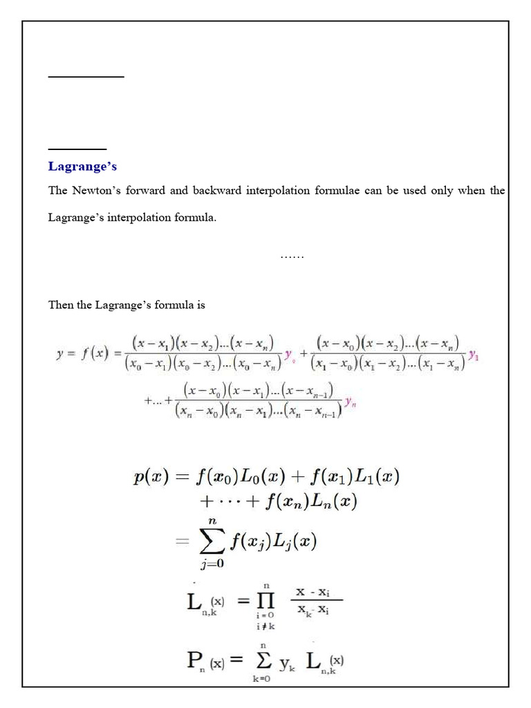 Lagrange's Interpolation Theory | PDF | Interpolation | Algorithms And ...