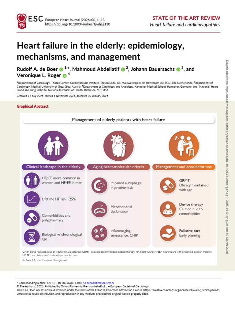Heart Failure in The Elderly ESC 2026 | PDF | Heart Failure | Mitochondrion