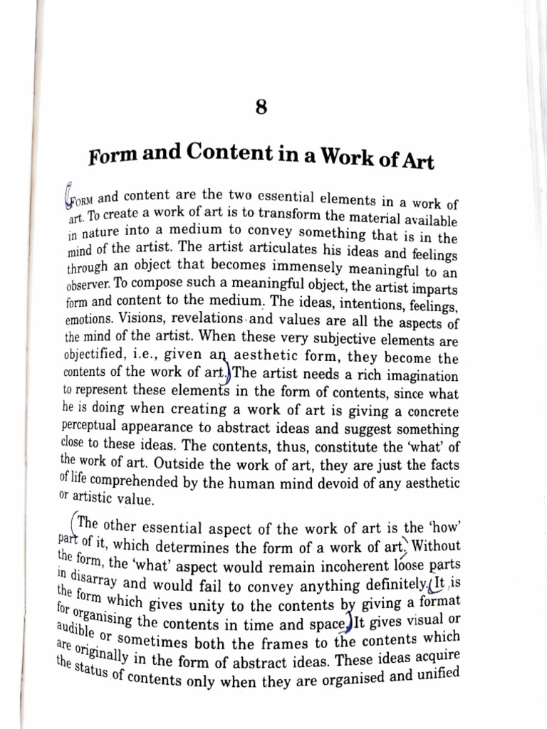 Form and Content in A Work of Art Notes | PDF